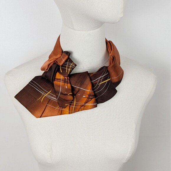 Ogsplosh Abstract Orange Ascot Scarf - Women's Necktie - Unisex Cravat - NEW - Picture 4 of 8